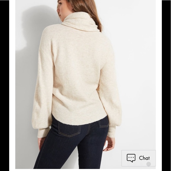 Guess oversize gray turtleneck tie balloon sleeve sweater S - Picture 6 of 6